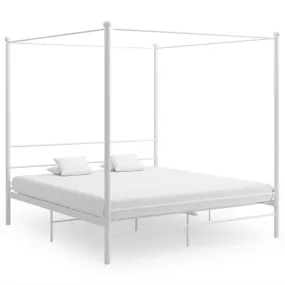 Canopy Bed Frame White Metal 200x200 cm