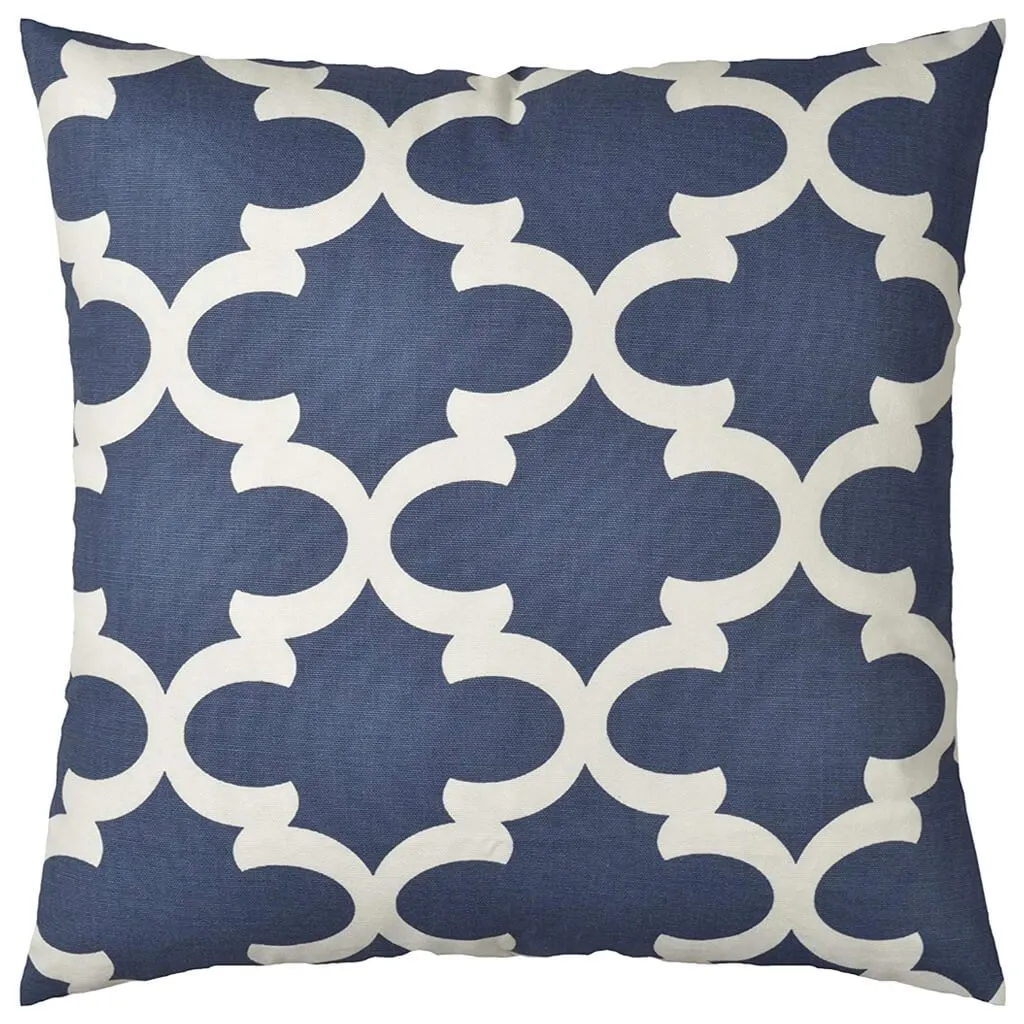 Canvas Pillow Cover 18in x 18in Navy Quatrefoil