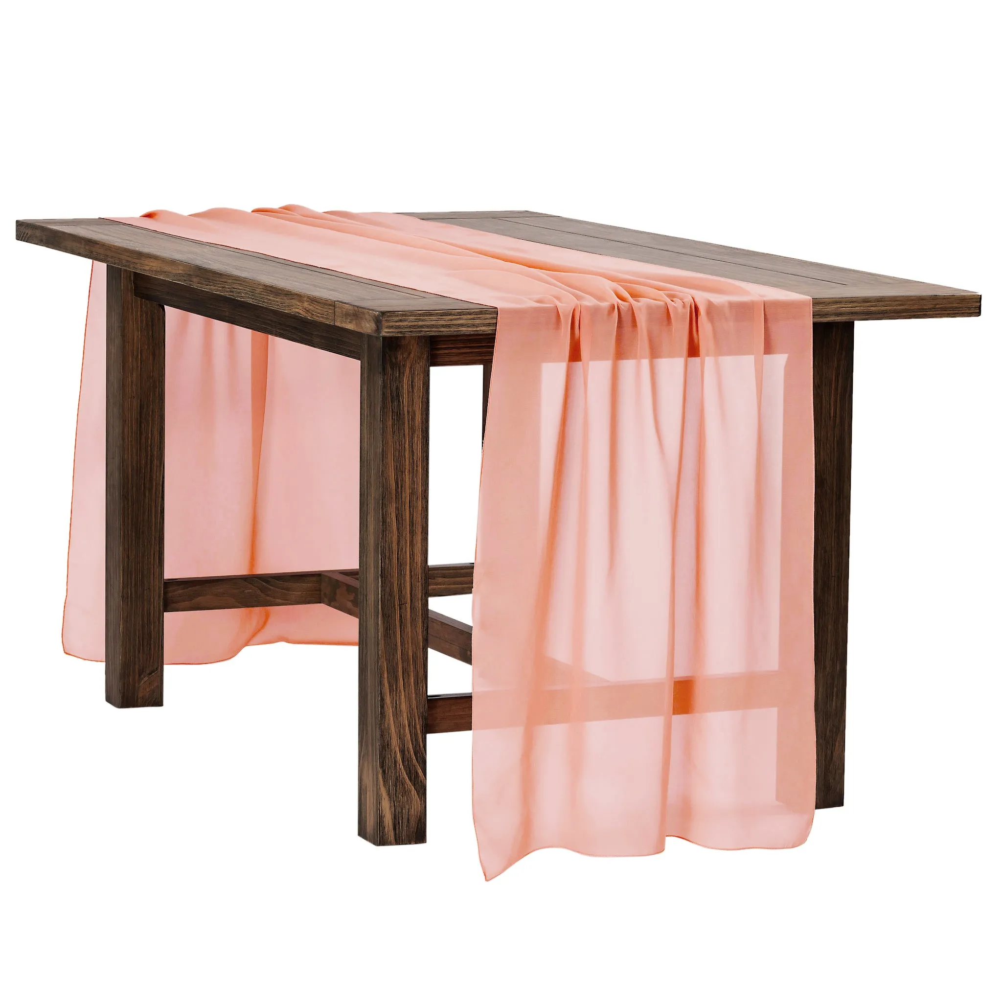 Chiffon Wedding Table Runner 10FT x 27" - Coral