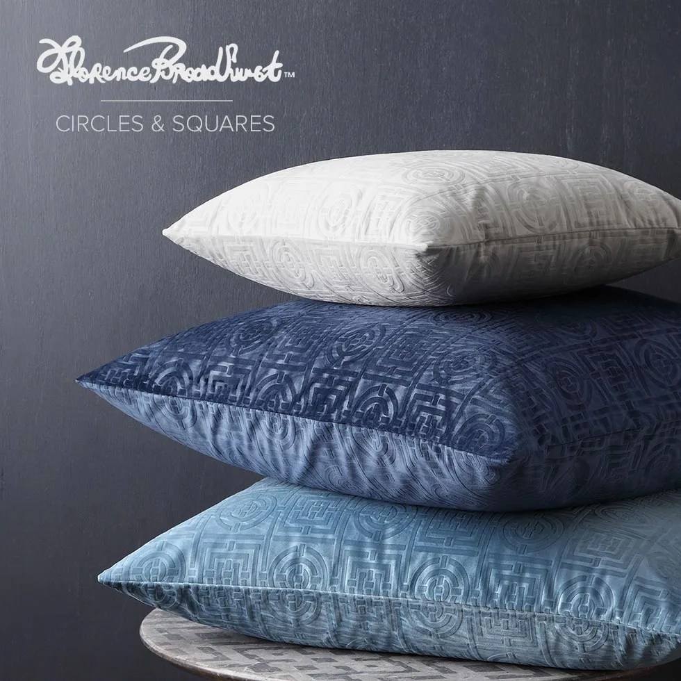 Circles & Squares Navy Cushion by Florence Broadhurst