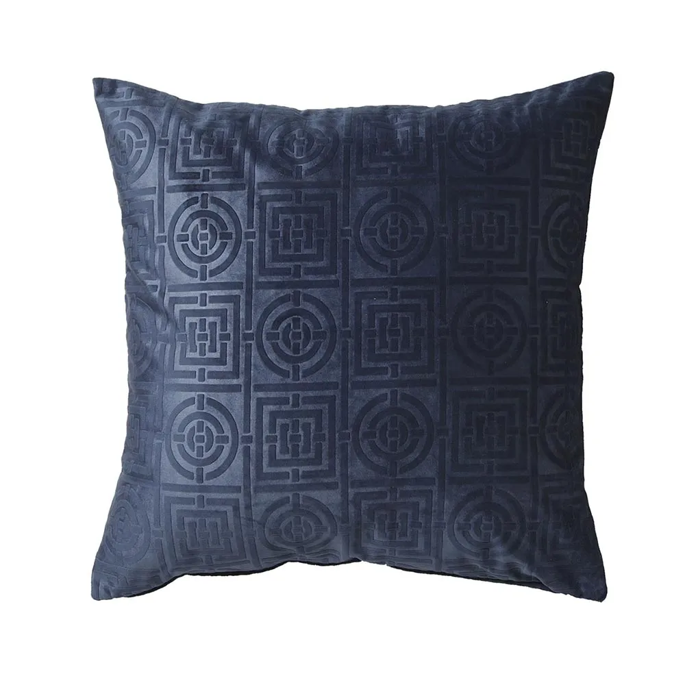 Circles & Squares Navy Cushion by Florence Broadhurst