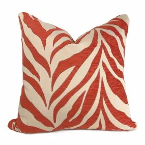 (CLEARANCE) Ashoka Orange Ivory Tiger Stripe Chenille Pillow Cover