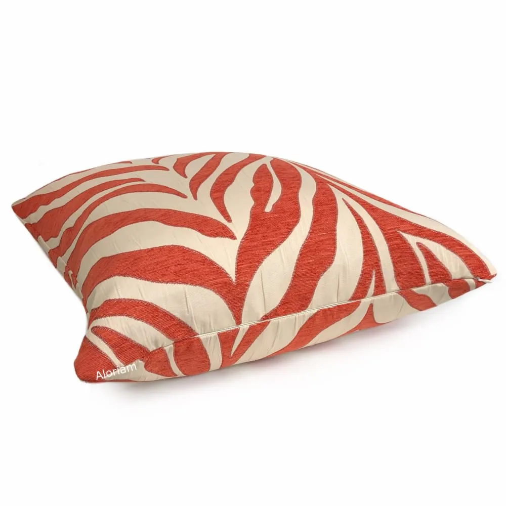 (CLEARANCE) Ashoka Orange Ivory Tiger Stripe Chenille Pillow Cover