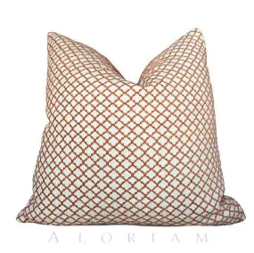 (CLEARANCE) Designer Orange Cream Geometric Small Diamond Lattice Fretwork Pillow Cover