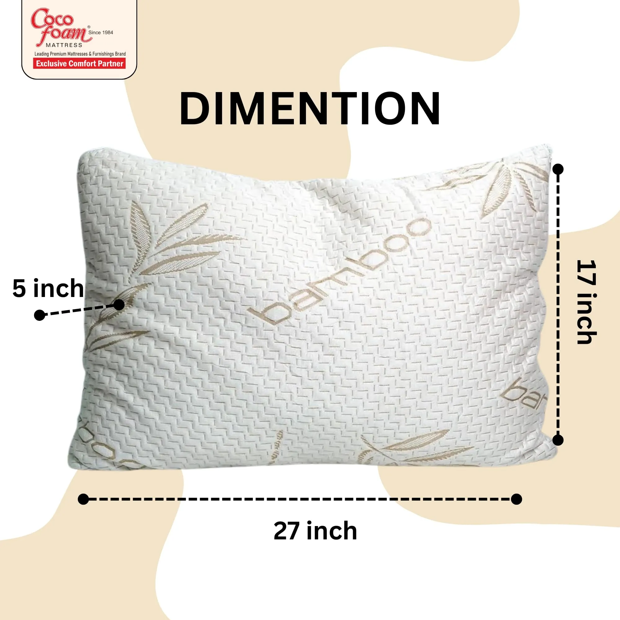 COCOFOAM Shredded Memory Foam Pillow Made with Organic Bamboo Leaf for Head and Neck Support - Comfy and Washable X Cool-Gel Infused Eye Mask, Ultra Light Weight for Better Sleep.