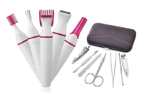 combo of 7 tools manicure pedicure kit with Sweet Sensitive Electric Trimmer for Women