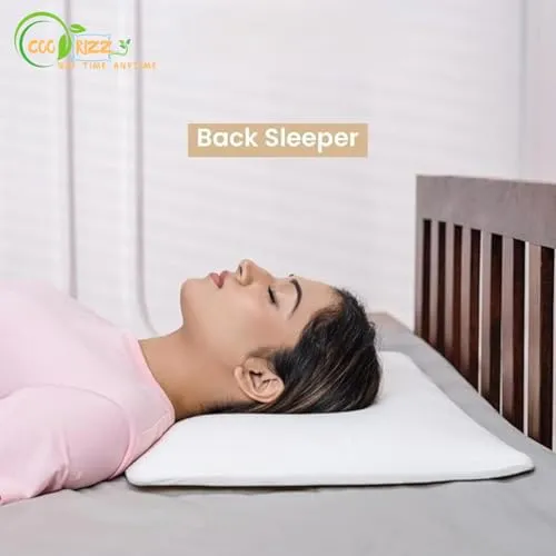 COORIZZ Orthopedic Memory Foam Ultra Slim Sleeping Bed Pillow Designed for Back, 1 Year Warranty Stomach and Side Sleeper with Premium Removable Zip White Cover,Size 58cm x 39cm x 7.5cm