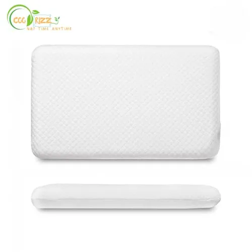 COORIZZ Orthopedic Memory Foam Ultra Slim Sleeping Bed Pillow Designed for Back, 1 Year Warranty Stomach and Side Sleeper with Premium Removable Zip White Cover,Size 58cm x 39cm x 7.5cm