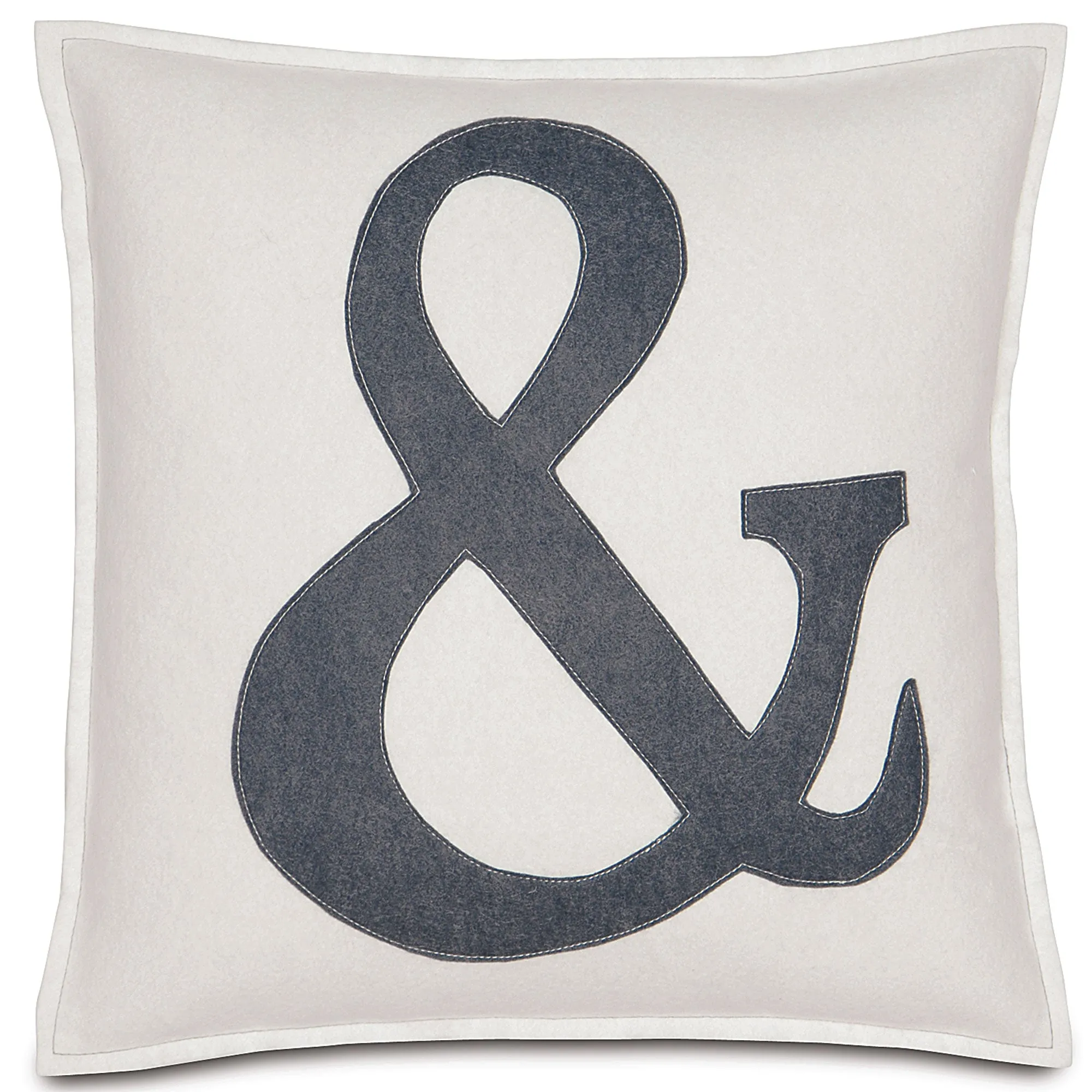 Cream and Dark Gray Ampersand Applique Throw Pillow Cover 16x16