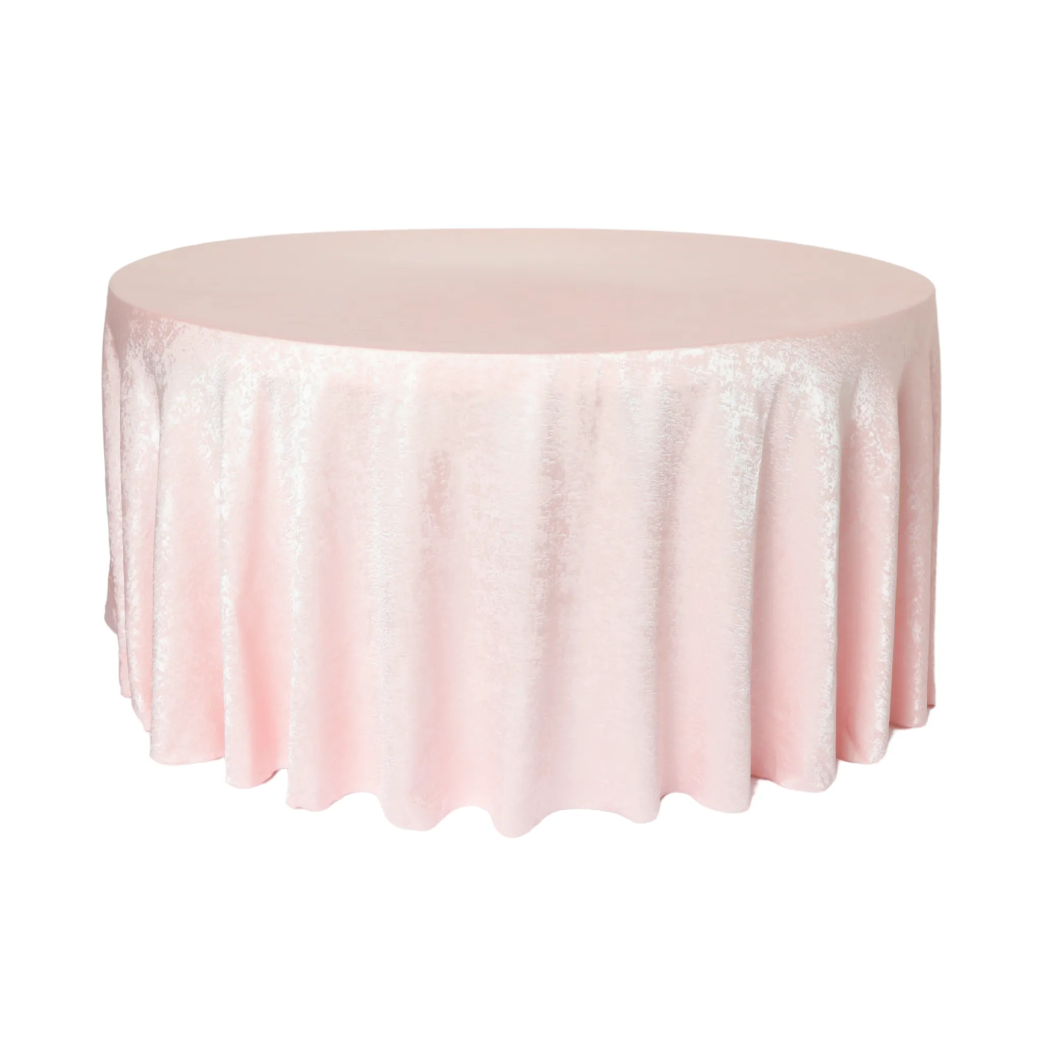 Crinkle Shimmer 120" Round Tablecloth - Blush/Rose Gold