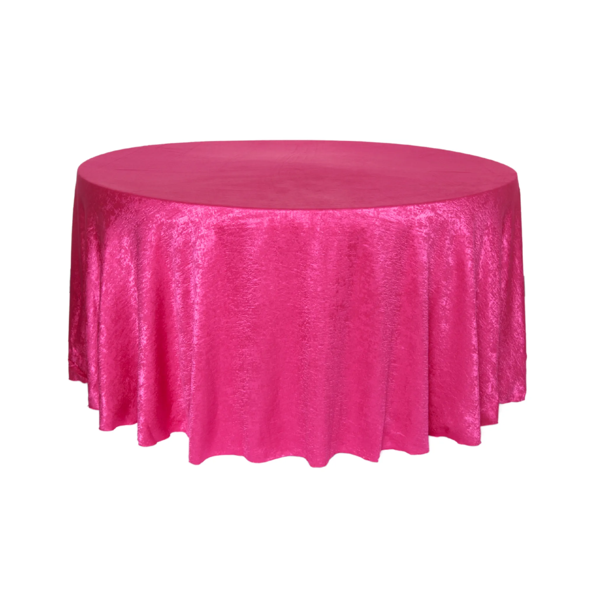 Crinkle Shimmer 120" Round Tablecloth - Fuchsia