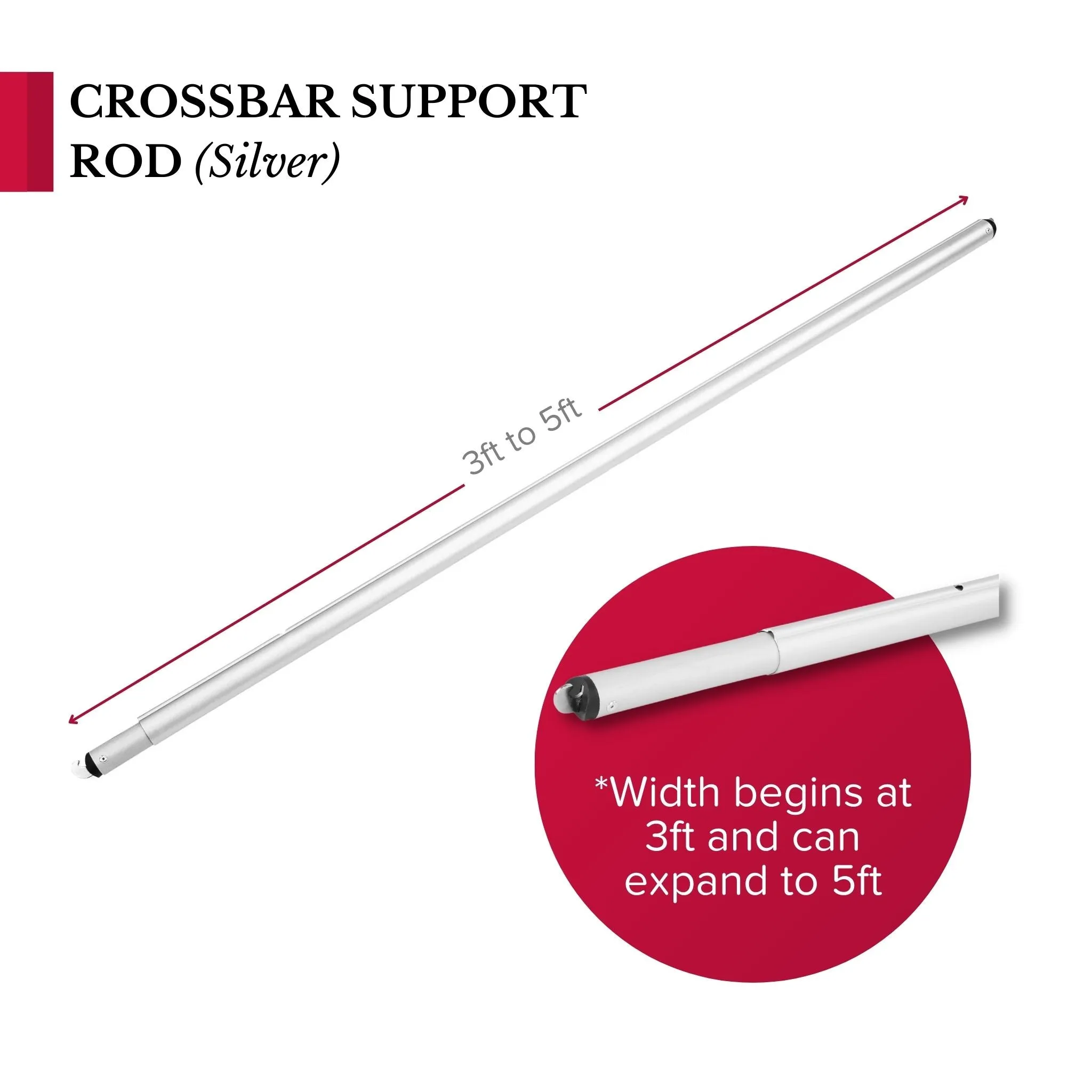 Crossbar support (drape support) rod 3ft to 5ft