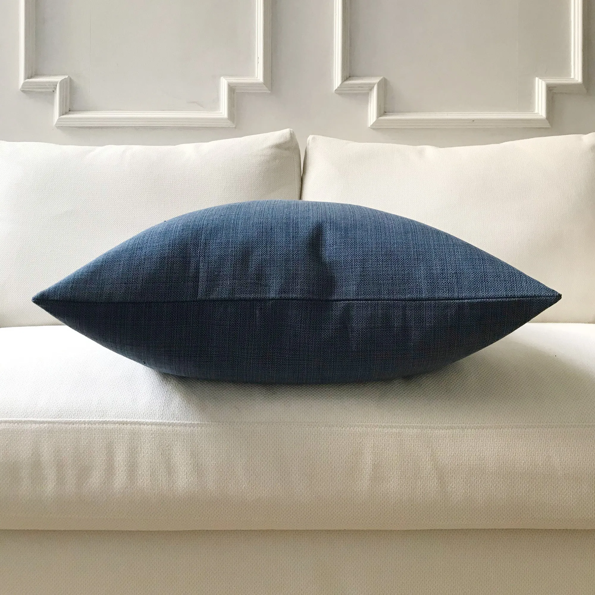 Denim Blue Solid Throw Pillow Cover 24x24