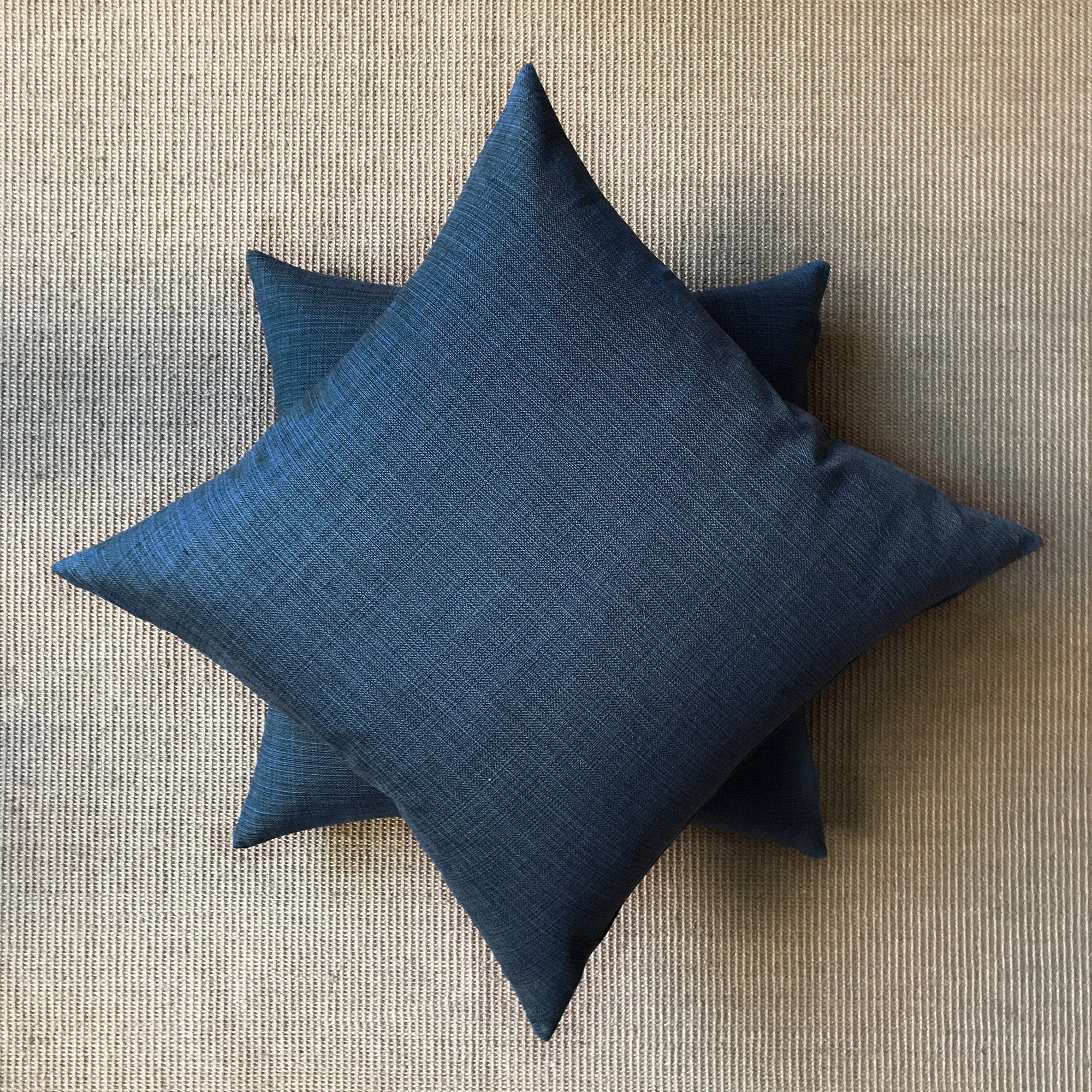 Denim Blue Solid Throw Pillow Cover 24x24