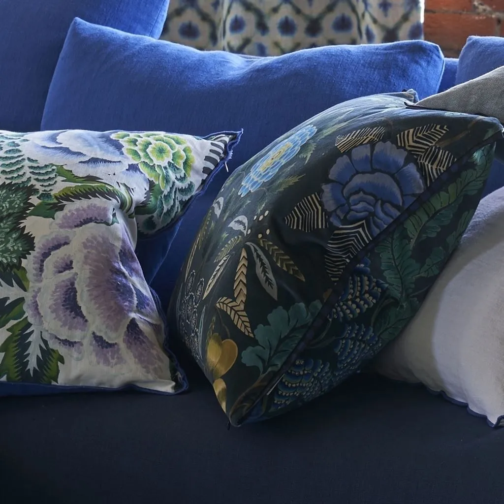 Designers Guild Brocart Decoratif Velours Indigo Decorative Pillow