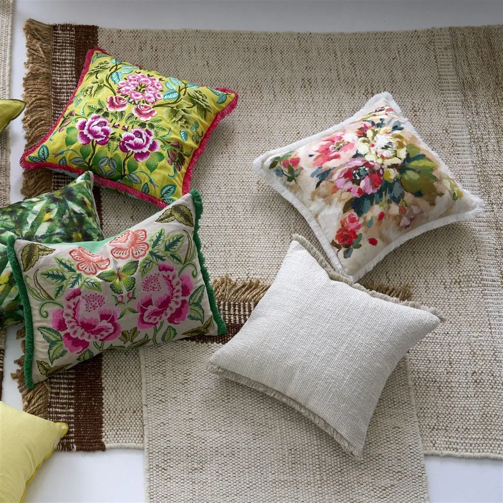 Designers Guild Eleonora Embroidered Alchemilla Cotton Decorative Pillow