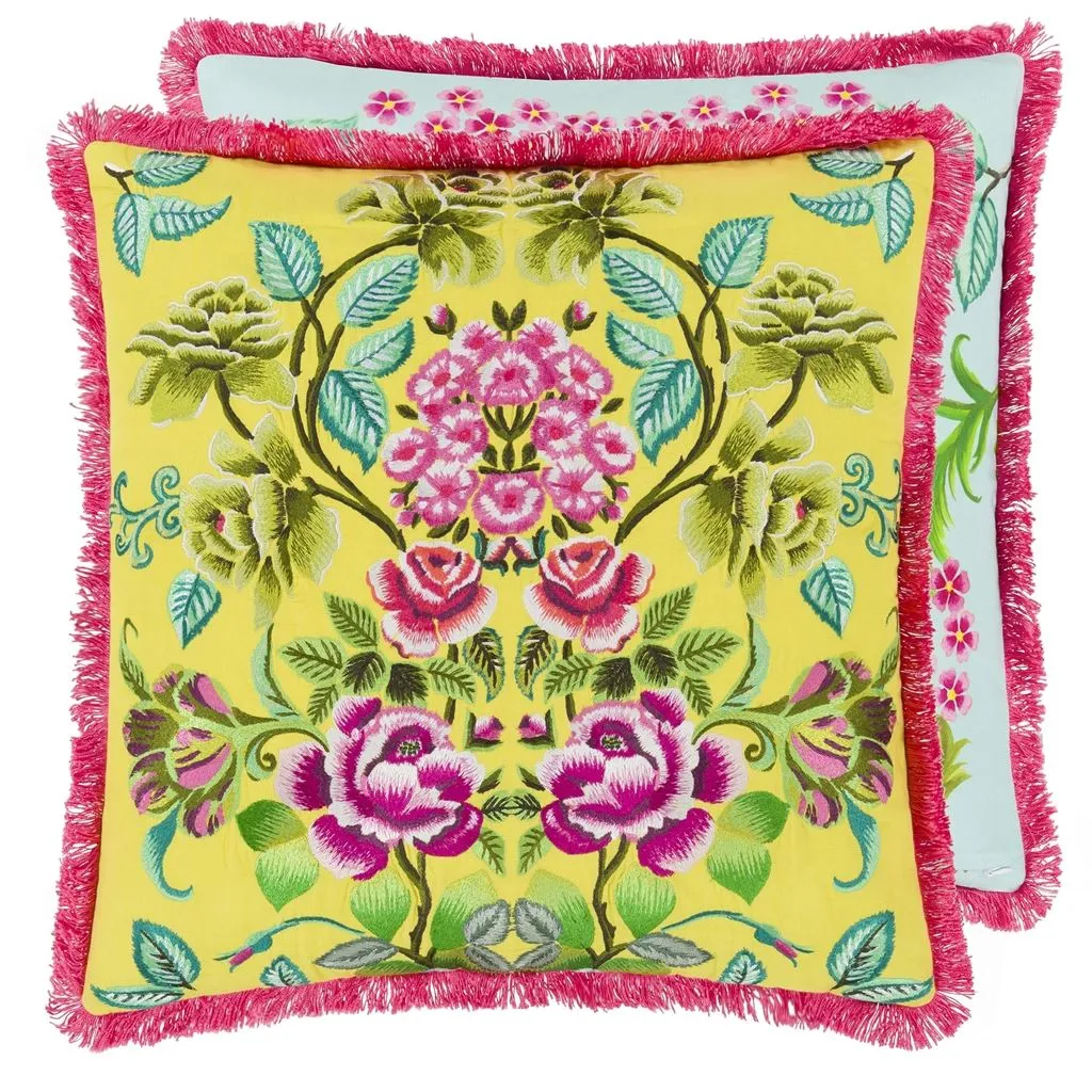 Designers Guild Eleonora Embroidered Alchemilla Cotton Decorative Pillow