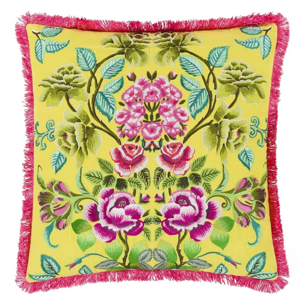 Designers Guild Eleonora Embroidered Alchemilla Cotton Decorative Pillow