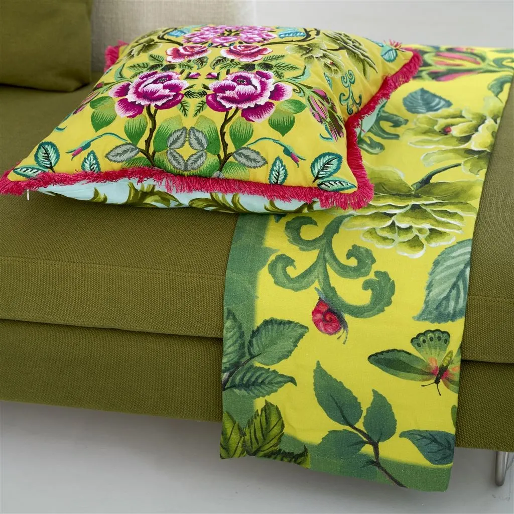 Designers Guild Eleonora Embroidered Alchemilla Cotton Decorative Pillow