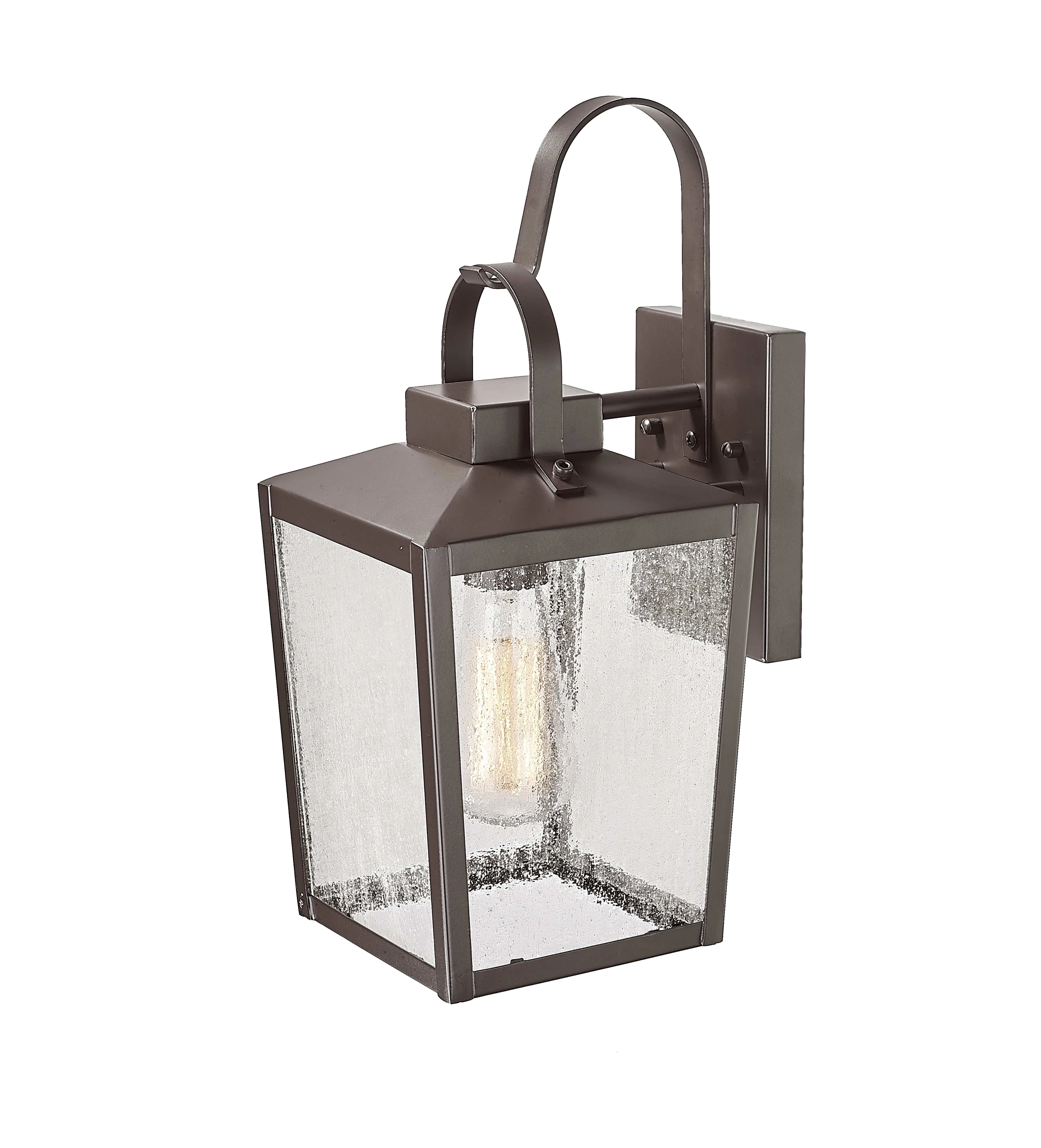 Devens Outdoor Wall Sconce - Powder Coated Bronze - Clear Seeded Glass - 6.5in. Extension - E26 Medium Base