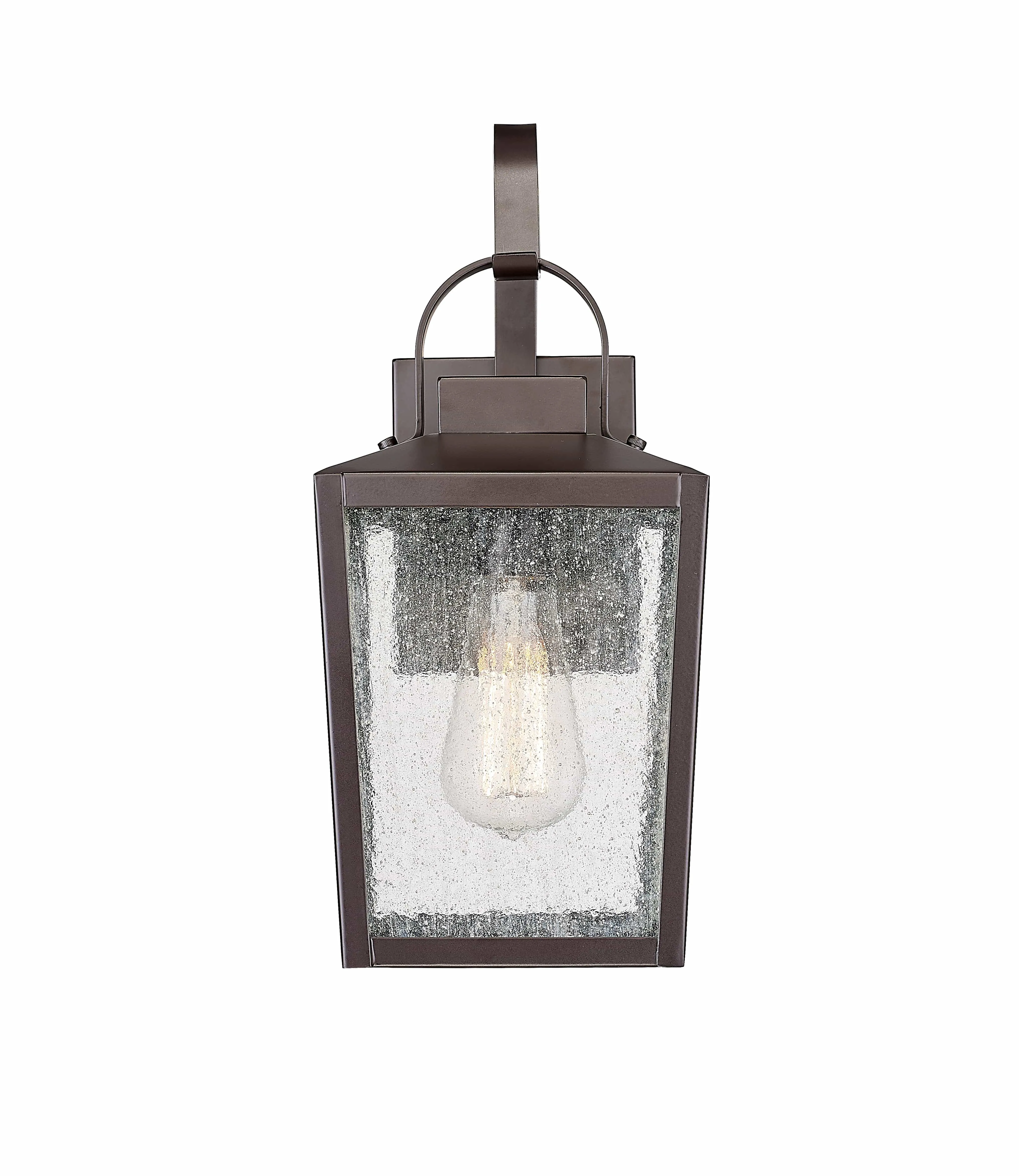 Devens Outdoor Wall Sconce - Powder Coated Bronze - Clear Seeded Glass - 6.5in. Extension - E26 Medium Base