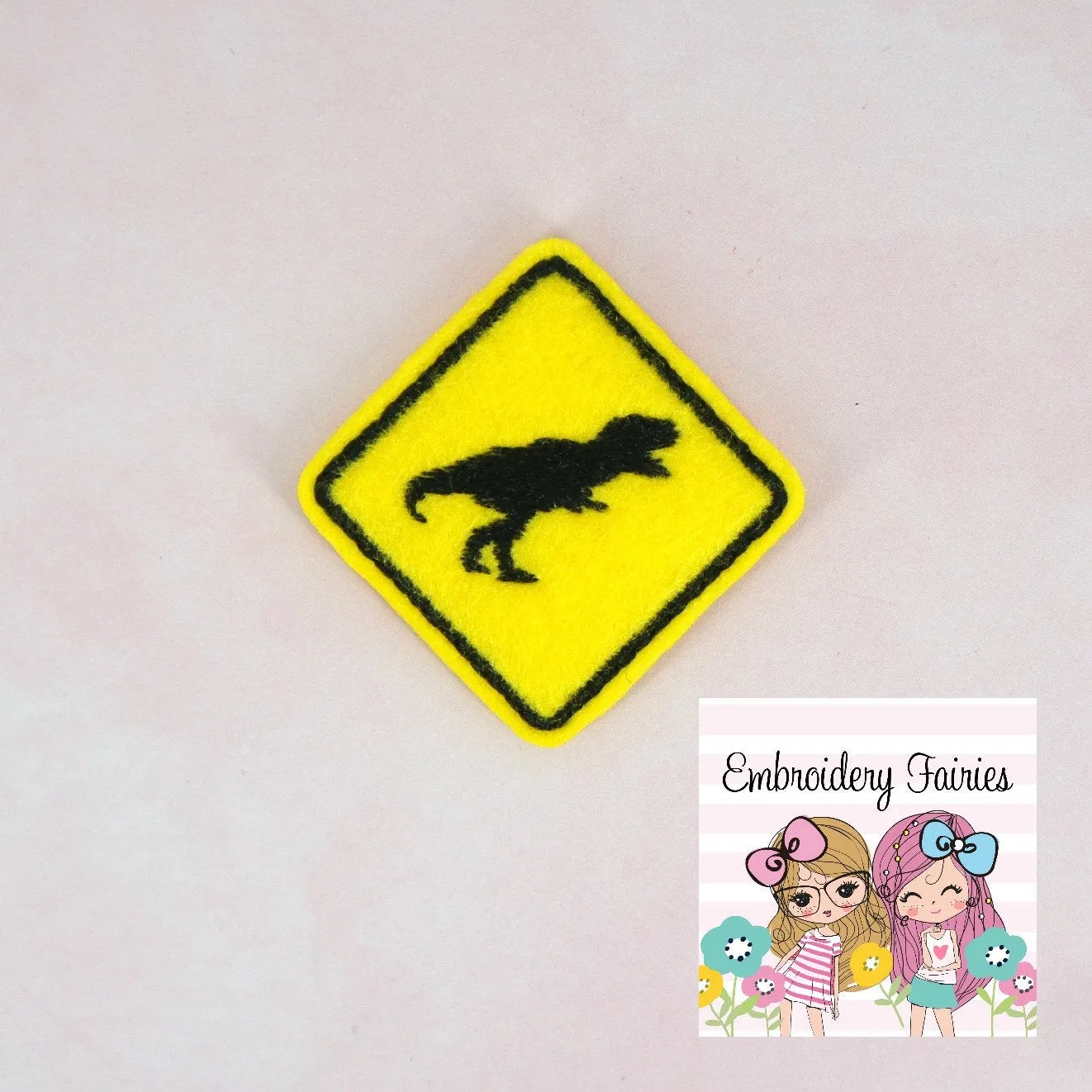 Dinosaur Crossing Feltie File - Dinosaur Feltie Design - ITH Design - Embroidery Digital File - Machine Embroidery Design - Embroidery File