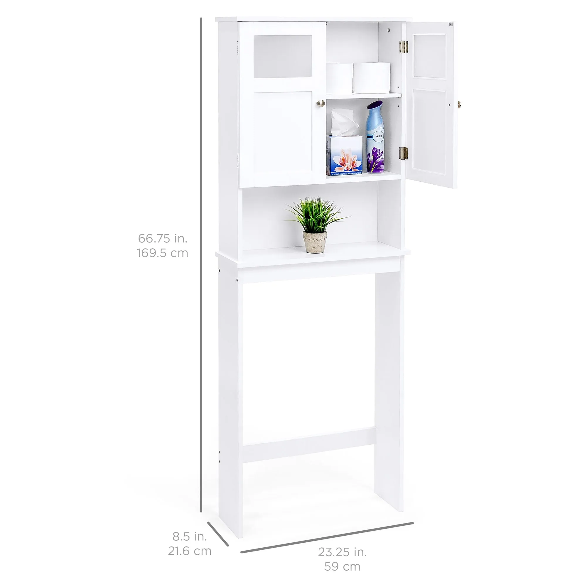 Double Door Over-the-Toilet Bathroom Storage Cabinet