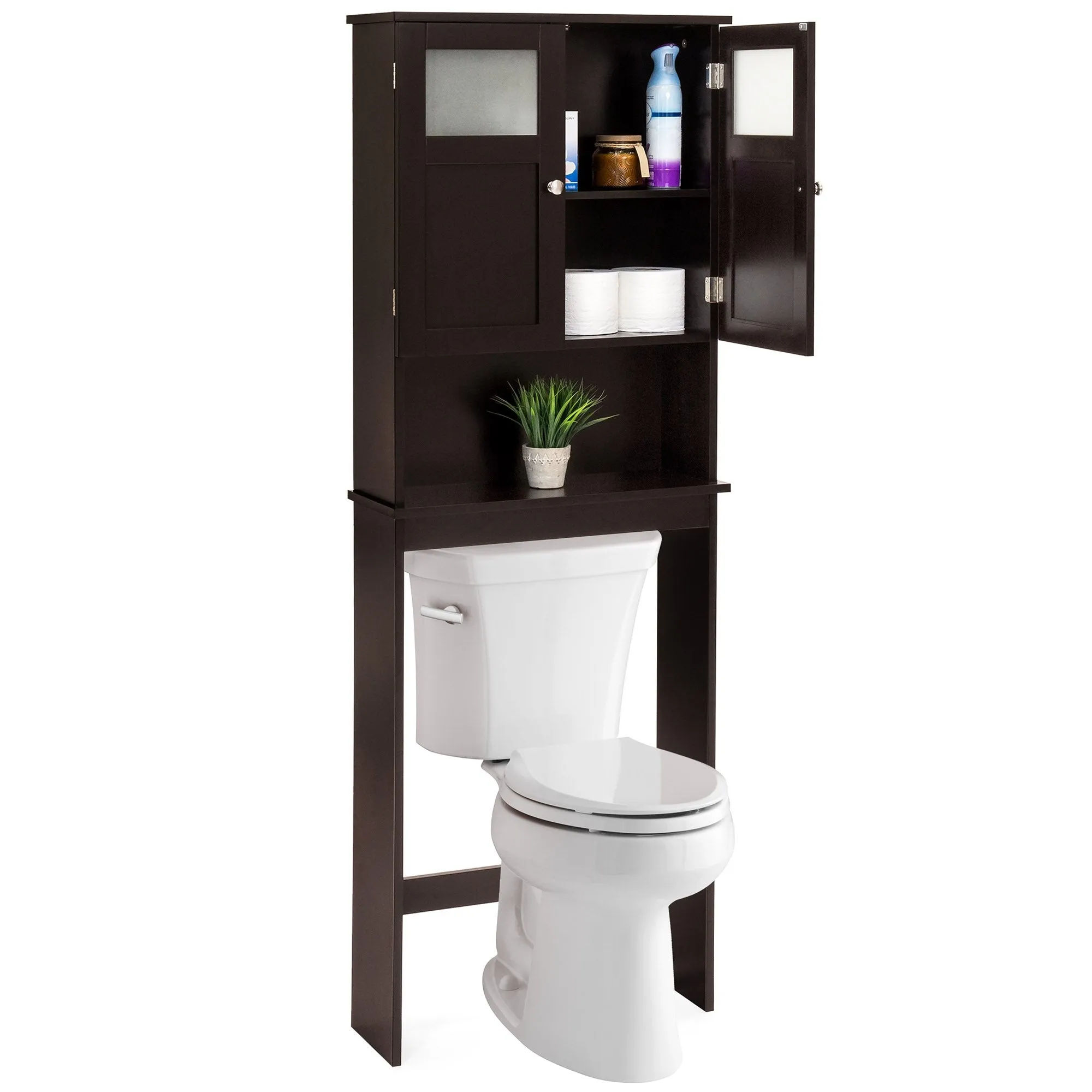 Double Door Over-the-Toilet Bathroom Storage Cabinet