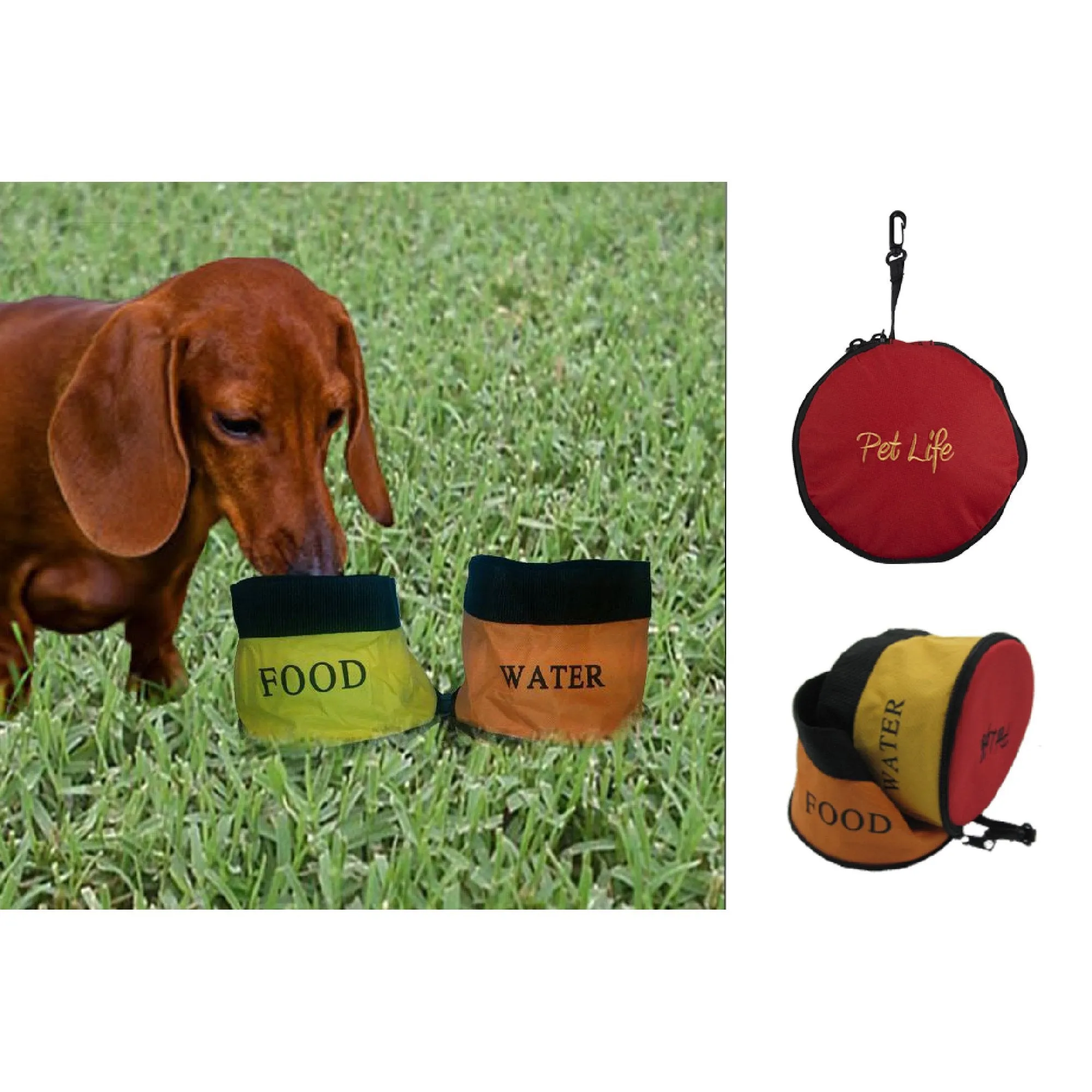 Double Food and Water Travel Pet Bowl