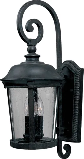 Dover Cast 3-Light Outdoor Wall Lantern in Bronze with Seedy Glass