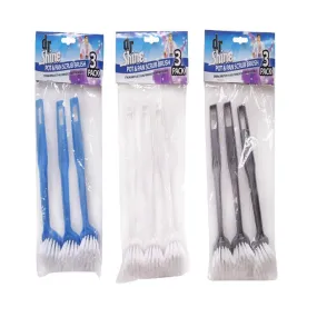 Dr Shine Dish Brushes |  Pot & Pan Scrub Brushes | 20 cm Long | 3 Pack