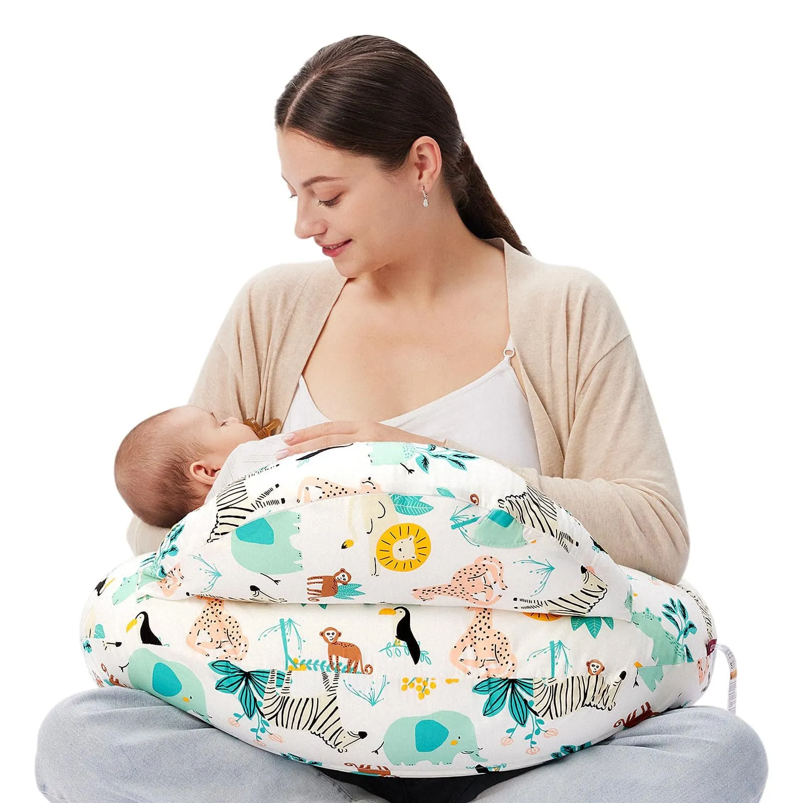 Earthy Cotton Nursing Pillow with Removable Cover