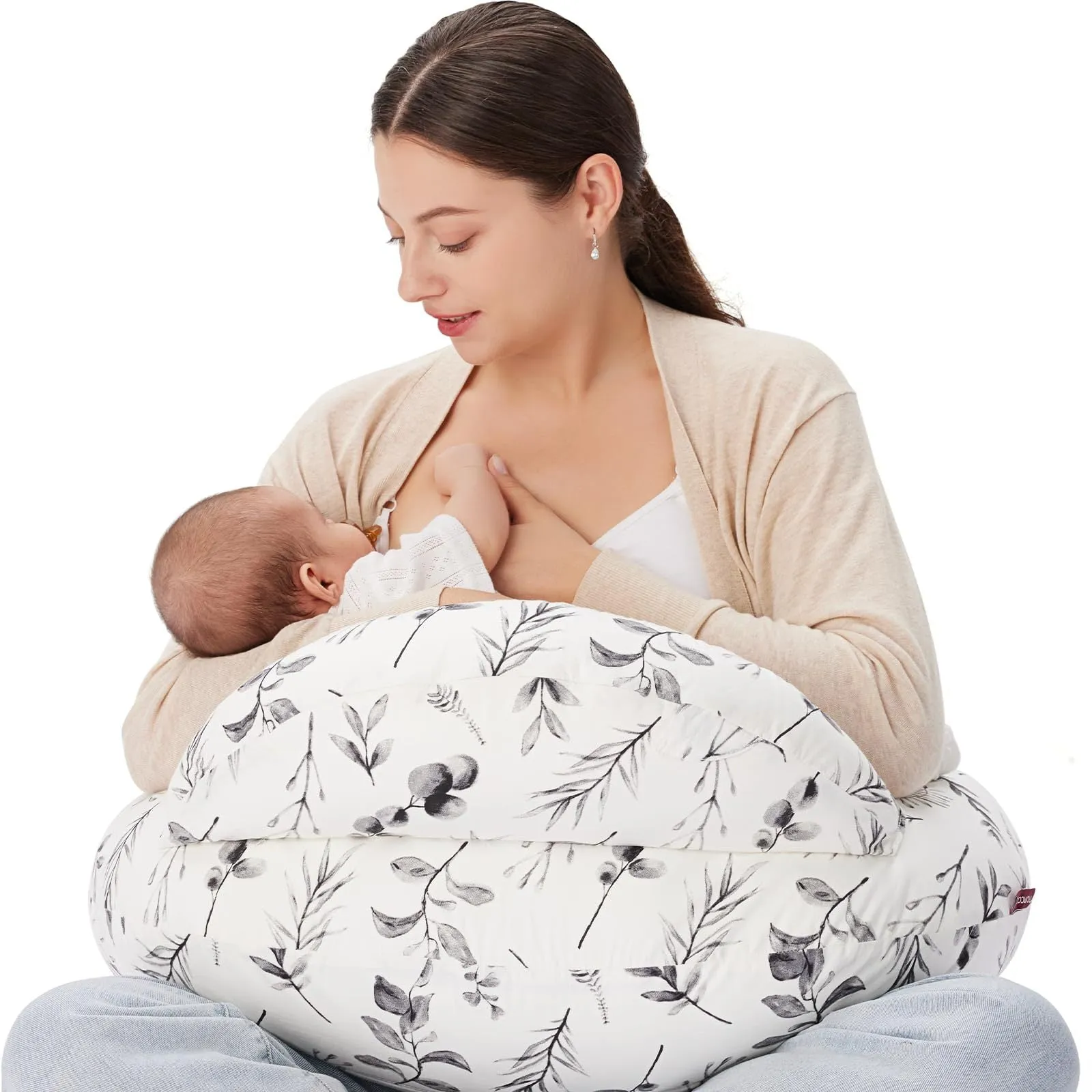 Earthy Cotton Nursing Pillow with Removable Cover