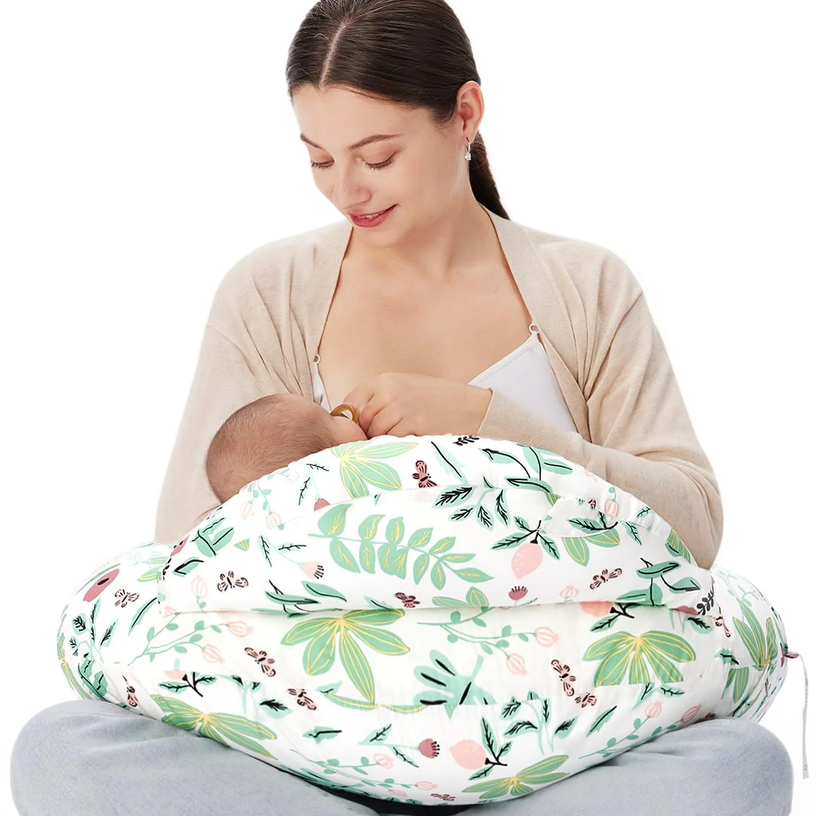 Earthy Cotton Nursing Pillow with Removable Cover