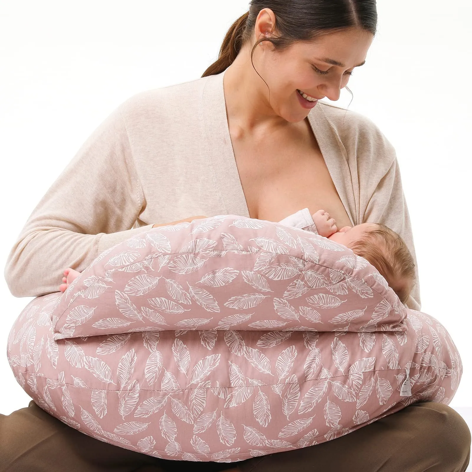 Earthy Cotton Nursing Pillow with Removable Cover