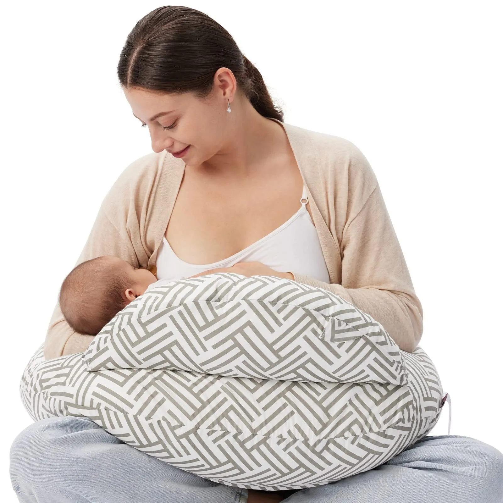 Earthy Cotton Nursing Pillow with Removable Cover