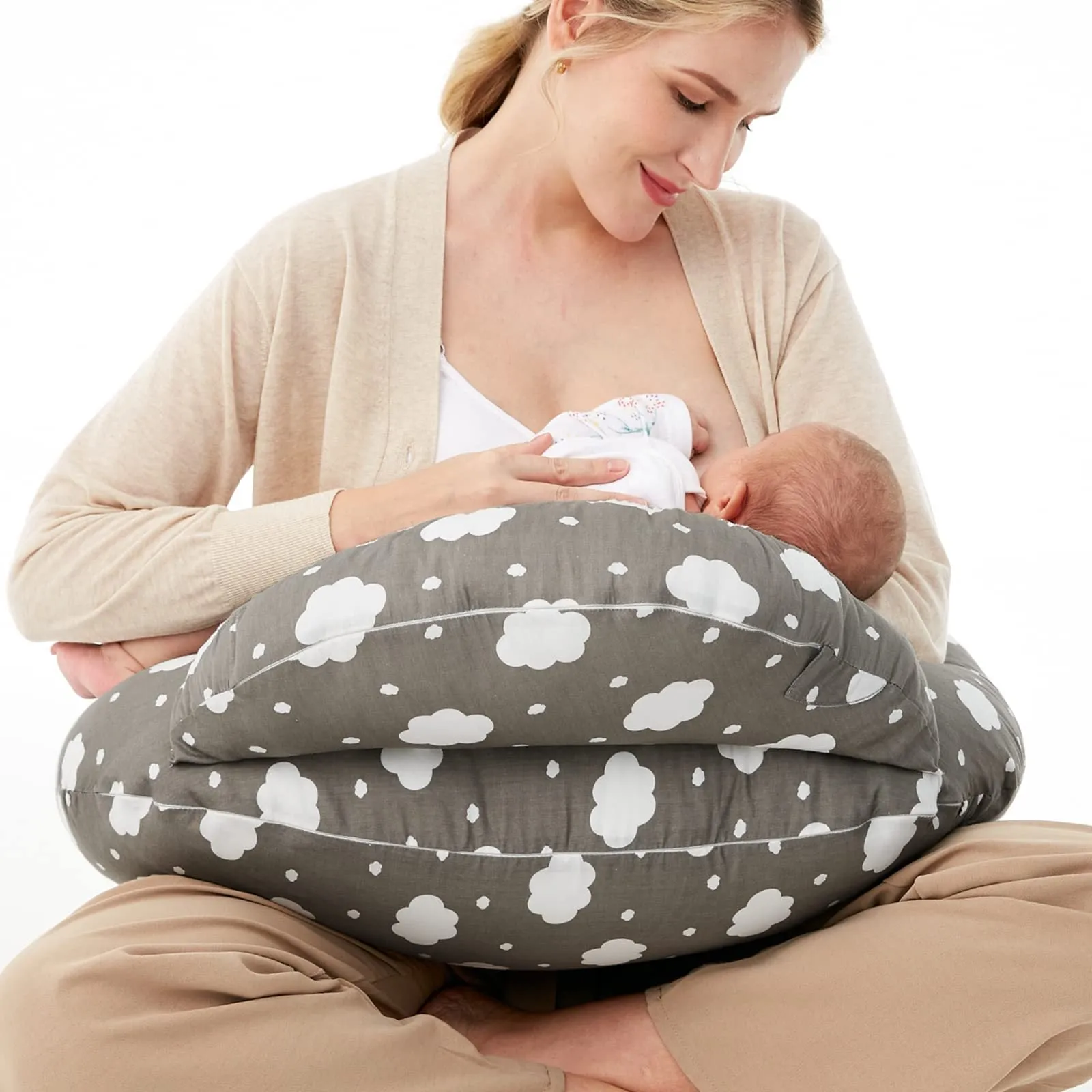 Earthy Cotton Nursing Pillow with Removable Cover