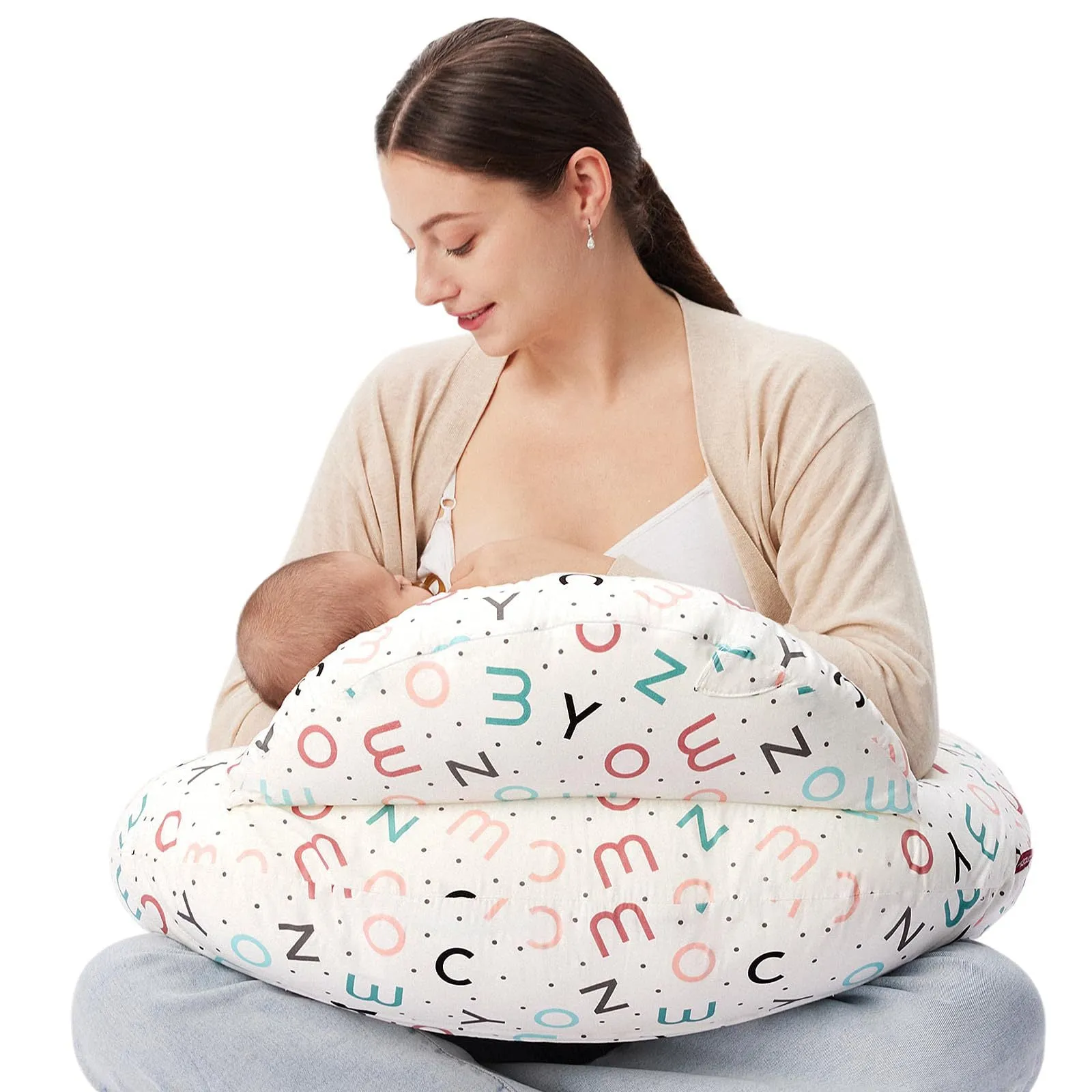 Earthy Cotton Nursing Pillow with Removable Cover