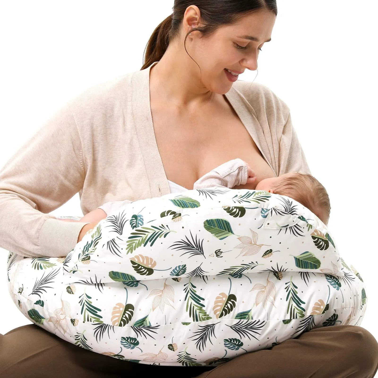 Earthy Cotton Nursing Pillow with Removable Cover