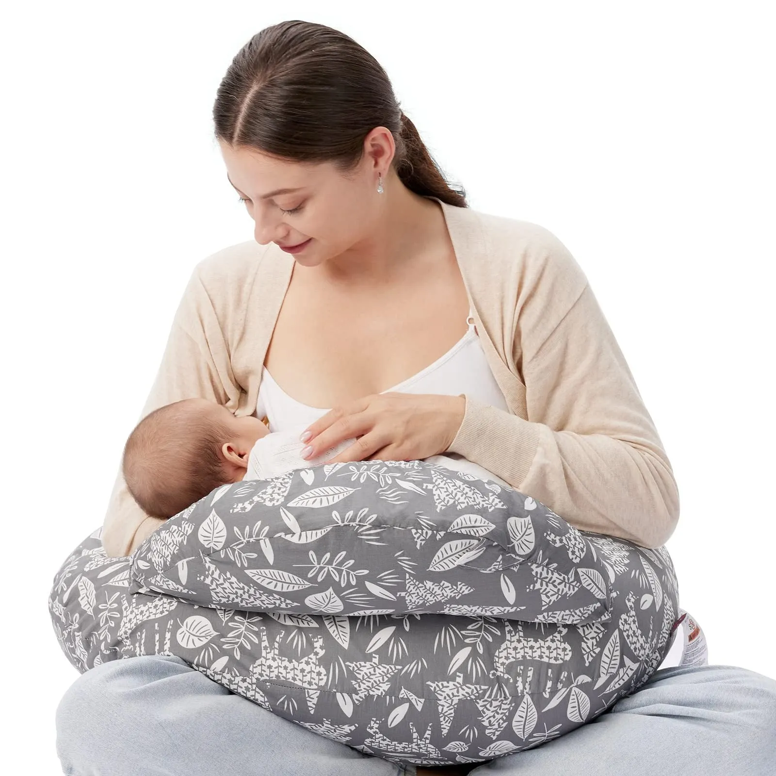 Earthy Cotton Nursing Pillow with Removable Cover