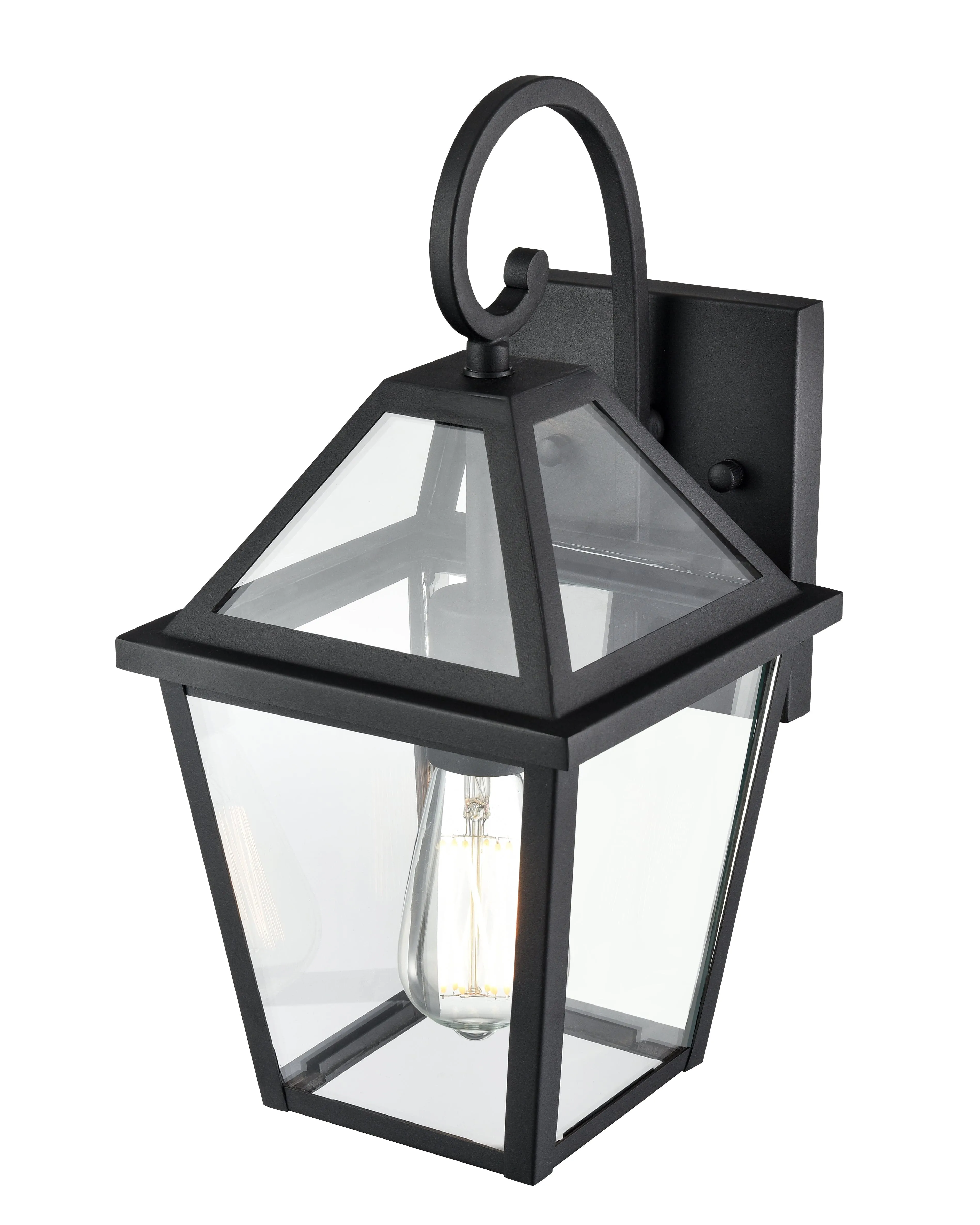 Eston Outdoor Wall Sconce - Textured Black - Clear Glass - 8.25in. Extension - E26 Medium Base