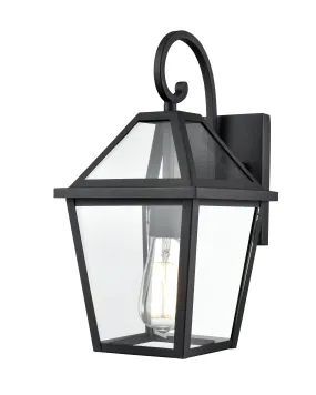 Eston Outdoor Wall Sconce - Textured Black - Clear Glass - 8.25in. Extension - E26 Medium Base