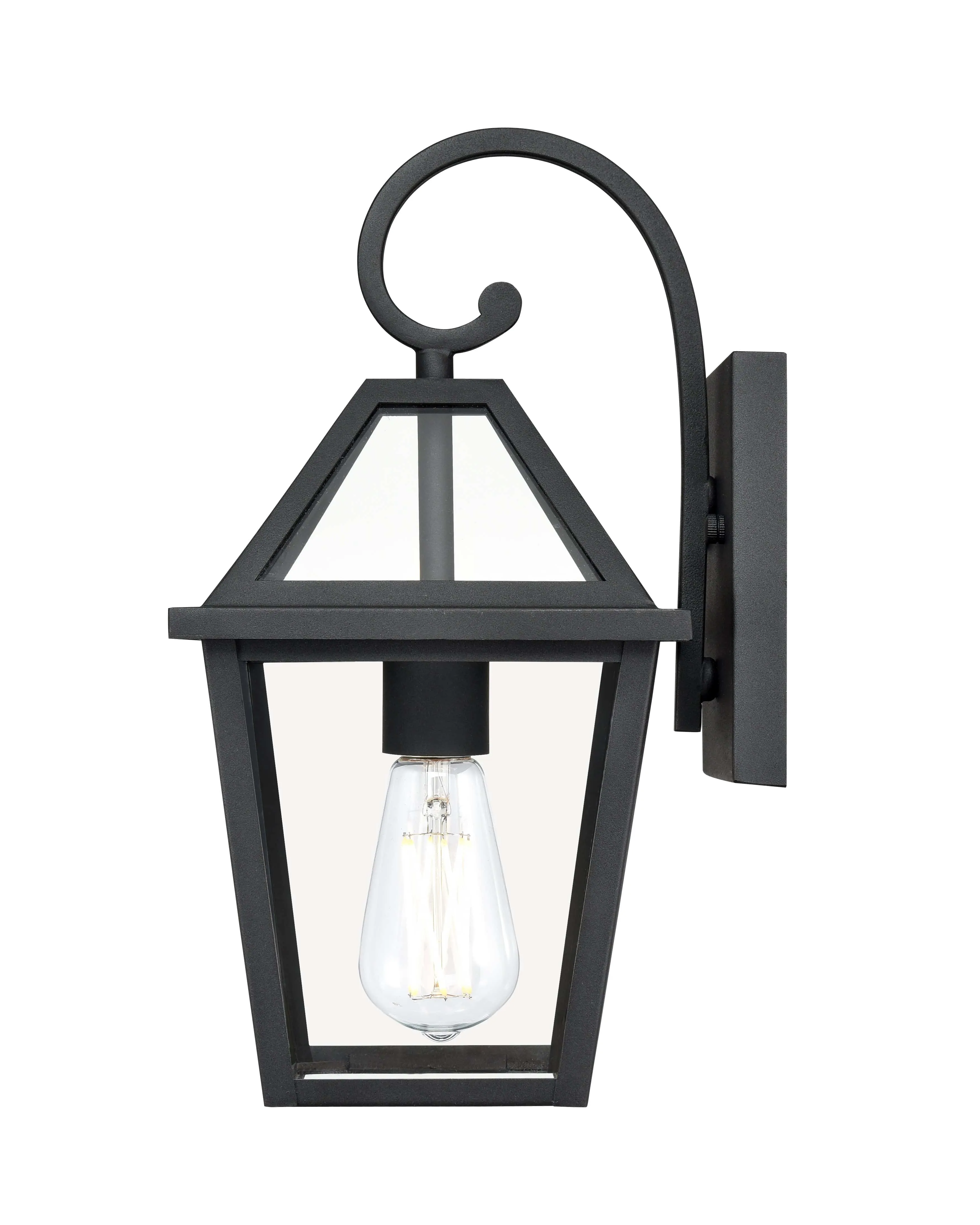 Eston Outdoor Wall Sconce - Textured Black - Clear Glass - 8.25in. Extension - E26 Medium Base