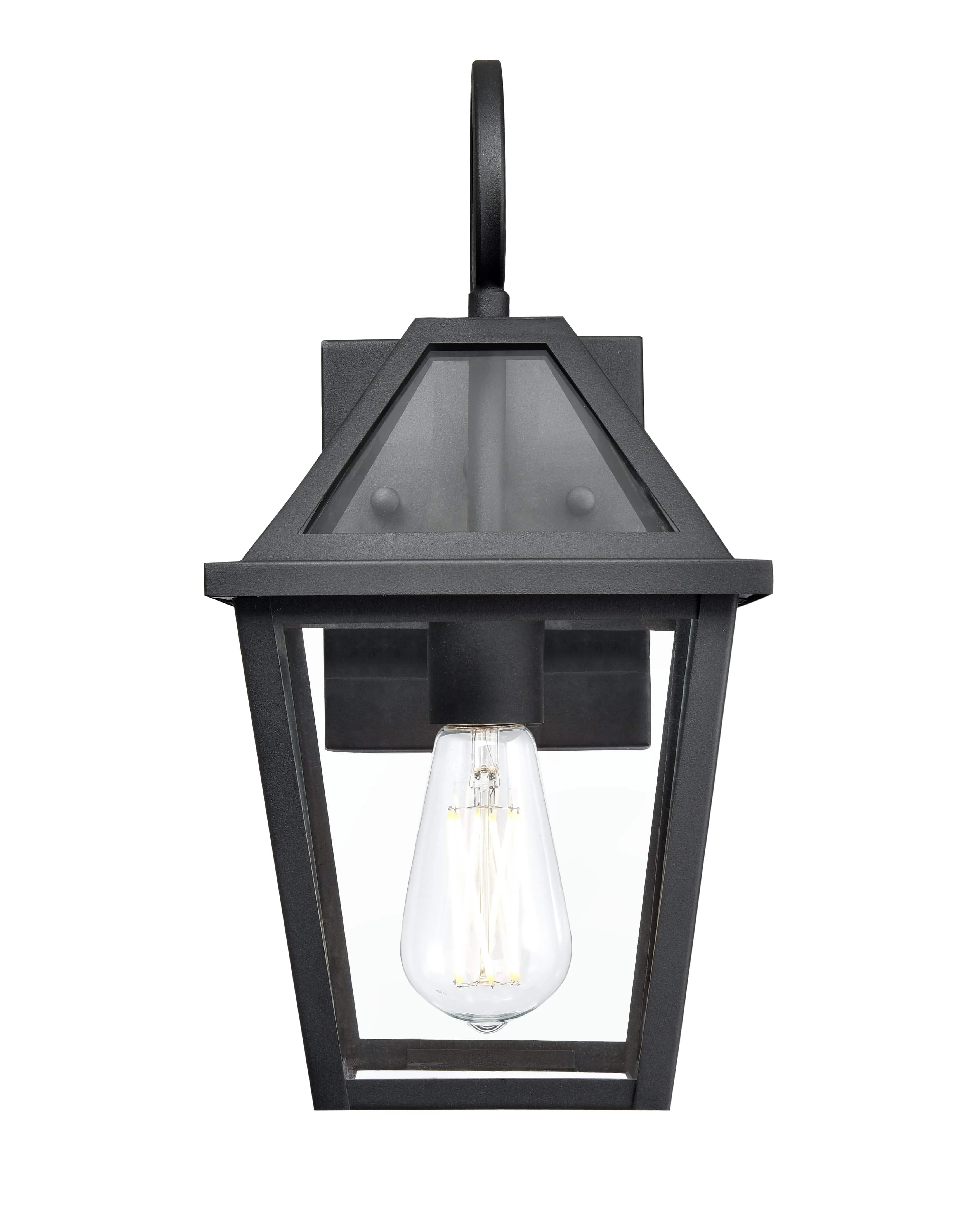 Eston Outdoor Wall Sconce - Textured Black - Clear Glass - 8.25in. Extension - E26 Medium Base