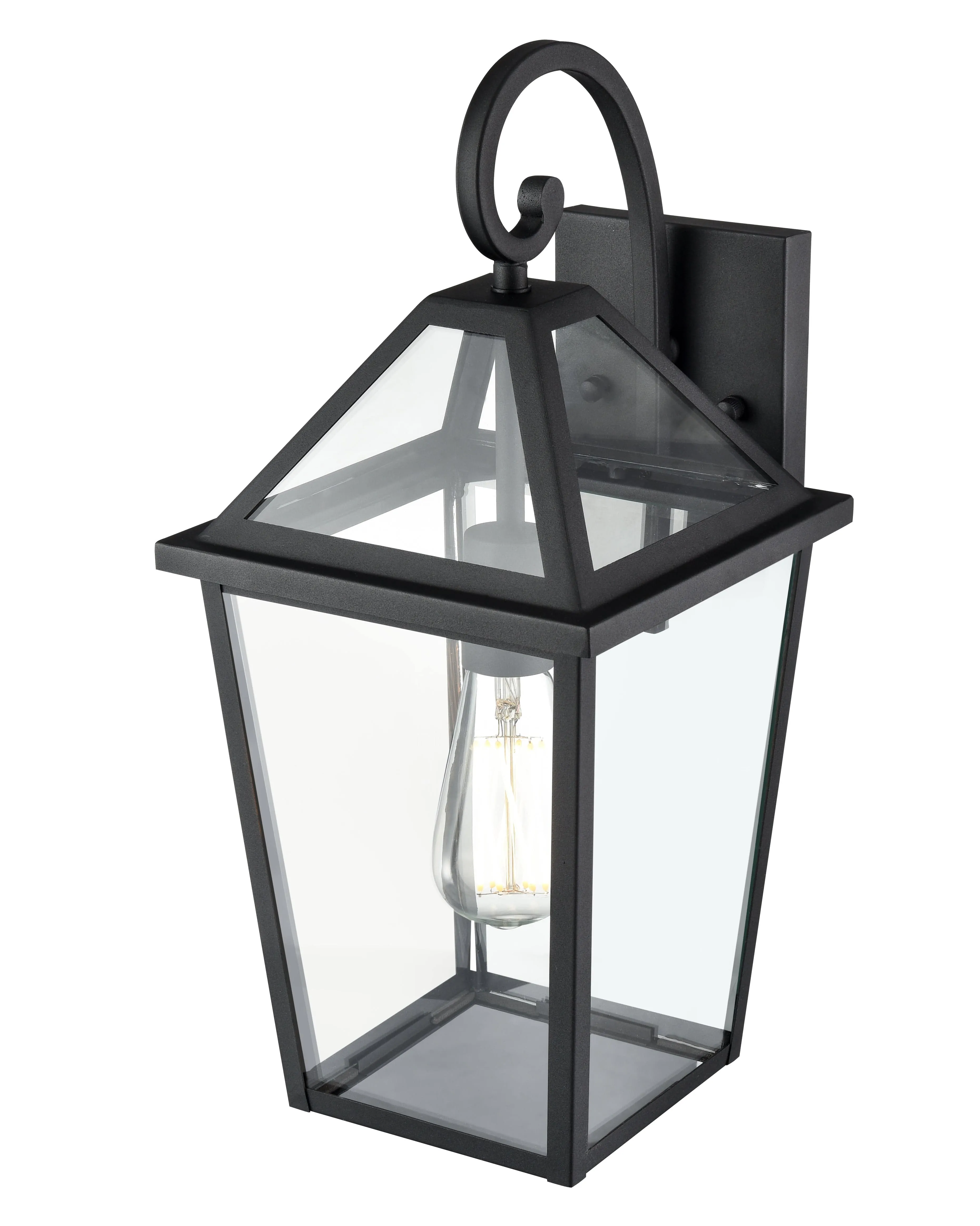 Eston Outdoor Wall Sconce - Textured Black - Clear Glass - 9.5in. Extension - E26 Medium Base