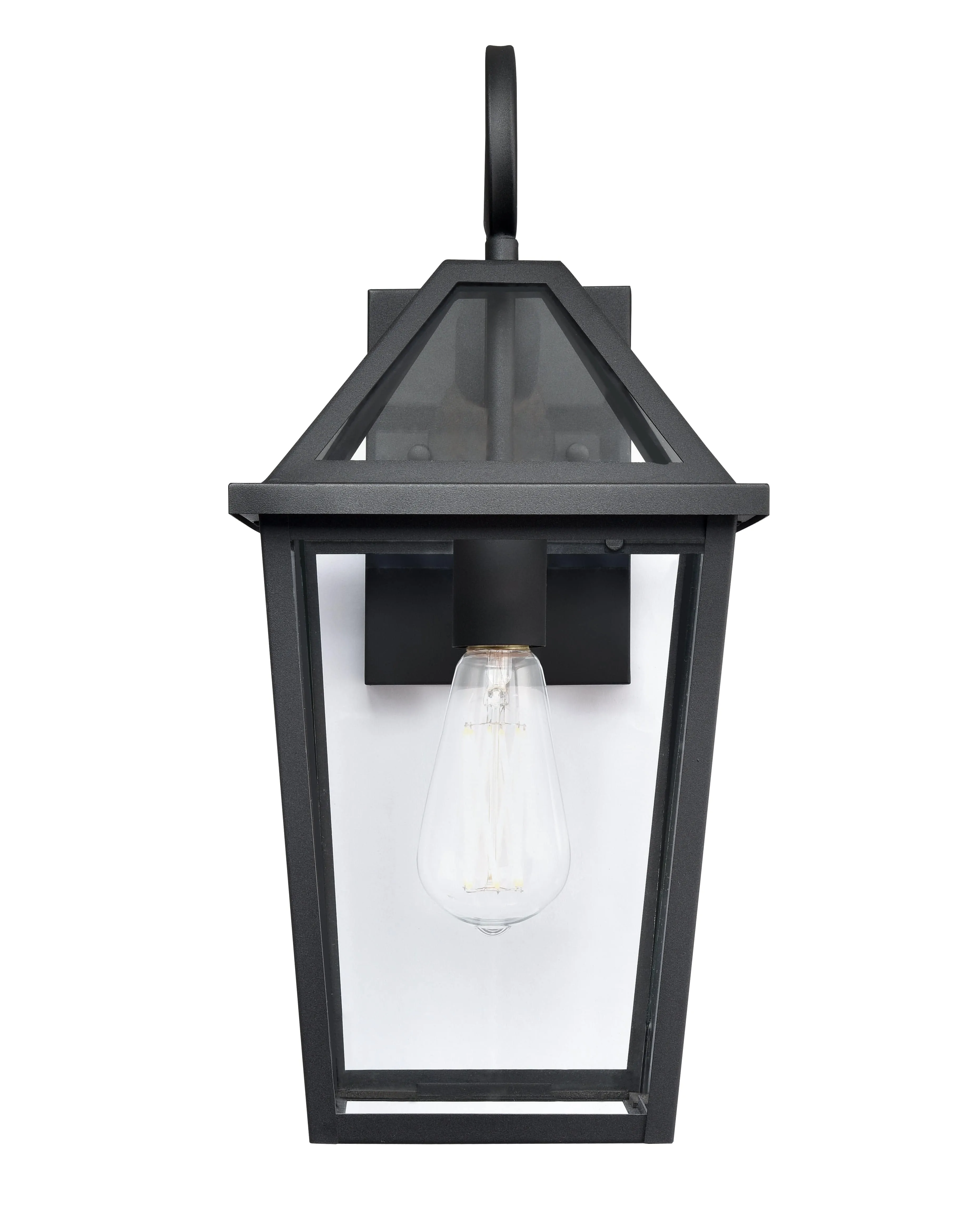 Eston Outdoor Wall Sconce - Textured Black - Clear Glass - 9.5in. Extension - E26 Medium Base