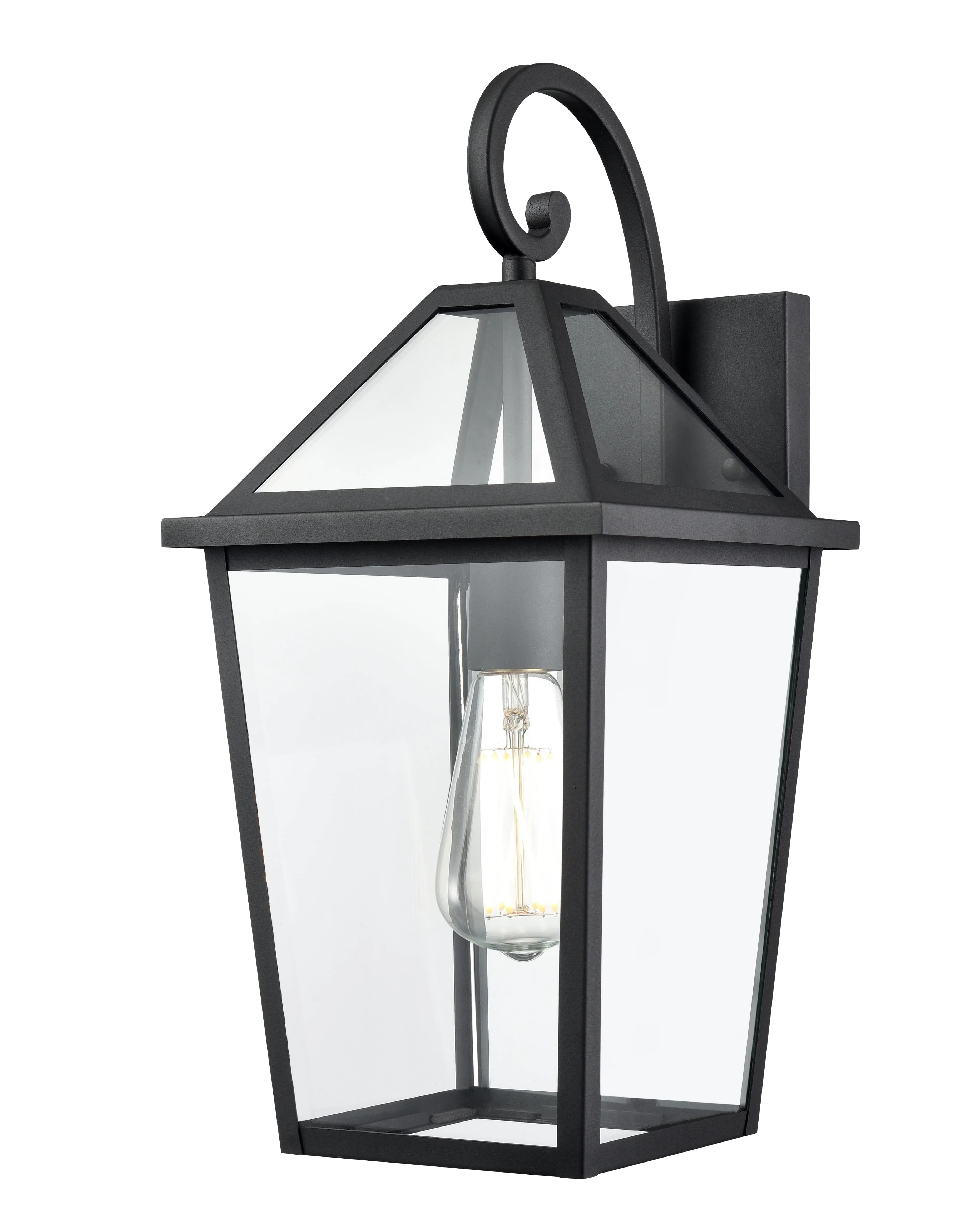 Eston Outdoor Wall Sconce - Textured Black - Clear Glass - 9.5in. Extension - E26 Medium Base