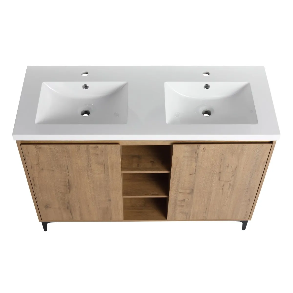 ExBrite 48" Freestanding Bathroom Vanity With Double Sink, Soft Closing Door Hinge