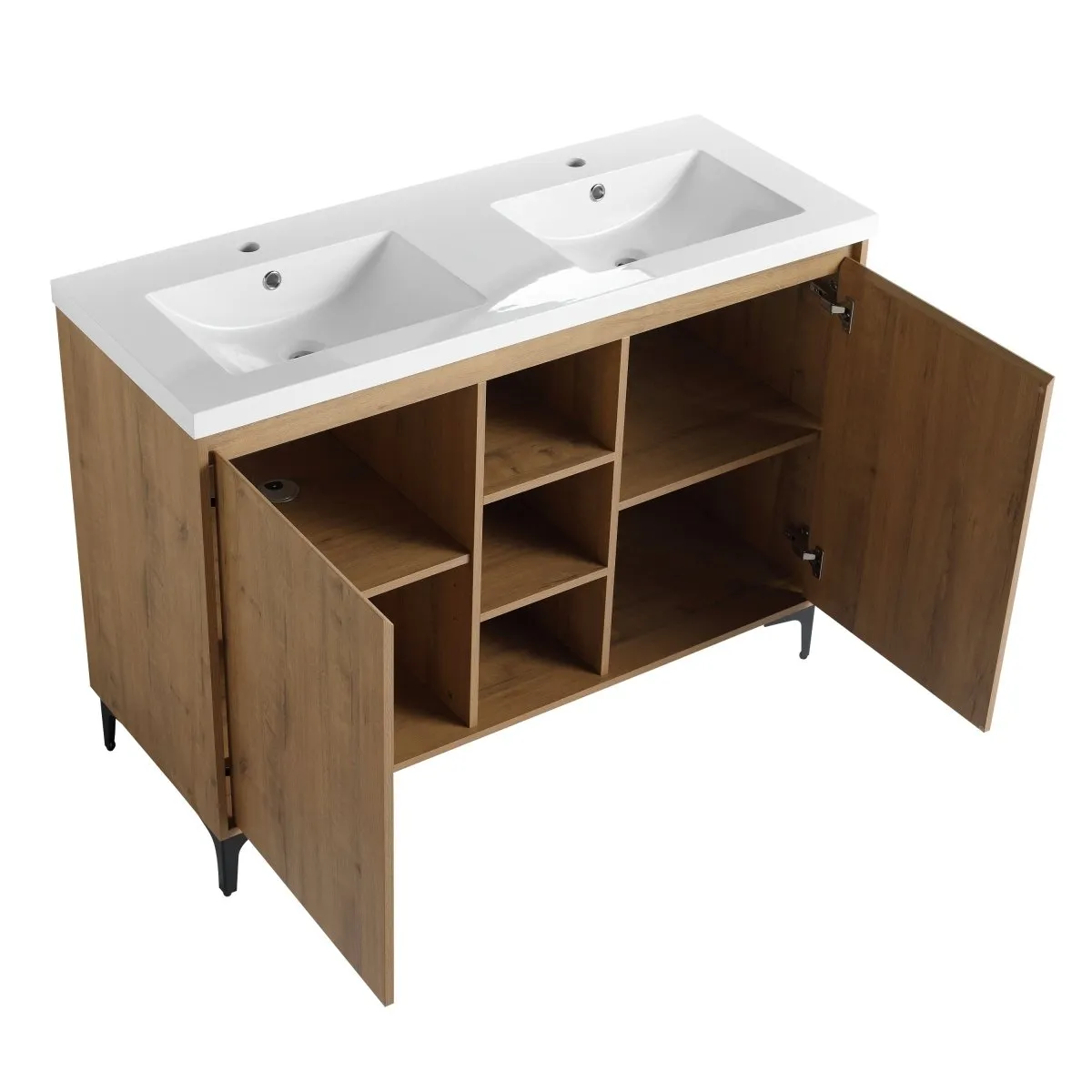 ExBrite 48" Freestanding Bathroom Vanity With Double Sink, Soft Closing Door Hinge