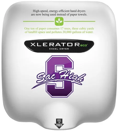 Excel Dryer XLERATOReco® XL-SIH-ECO (Special Image) Hand Dryer with HEPA Filter - CUSTOM GRAPHICS on Zinc Alloy No Heat High Speed Automatic Surface-Mounted